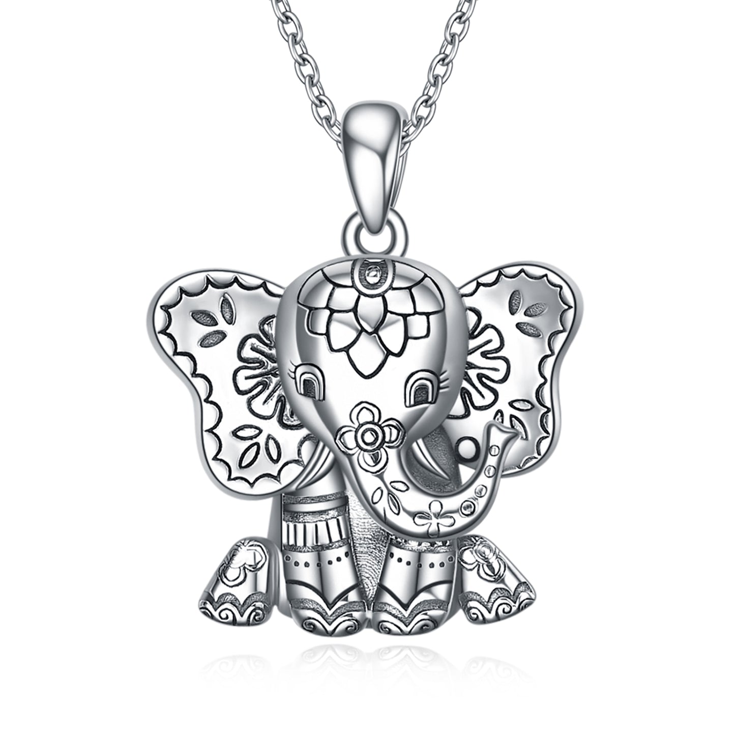 Sterling Silver Lucky Elephant Pendant Necklace