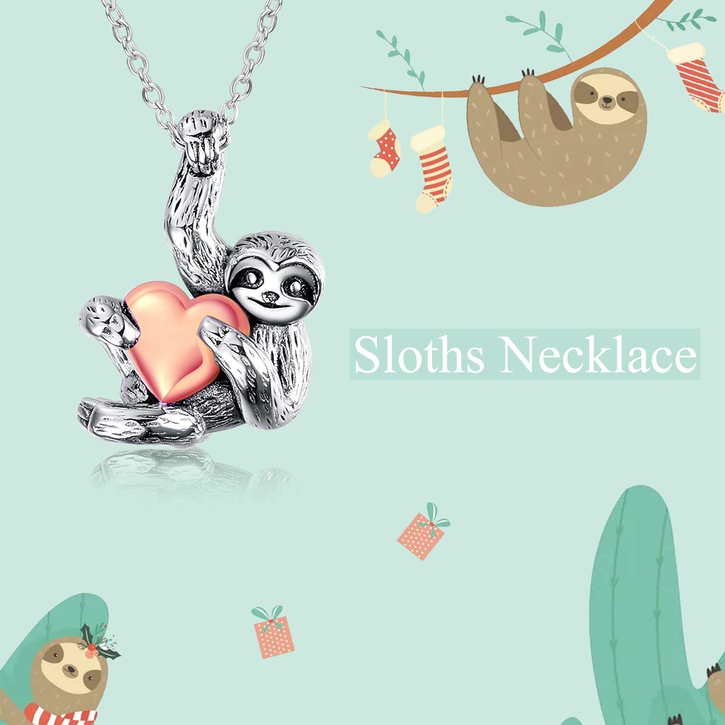 Sloth Gifts Sloth Heart Necklace