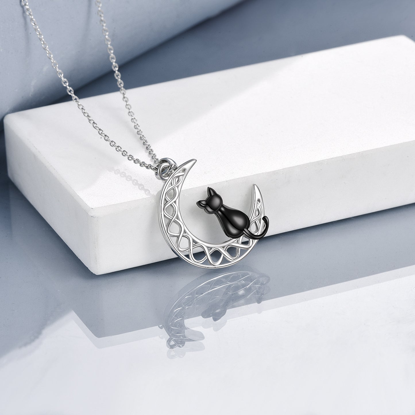 Celtic Moon Cat Necklace