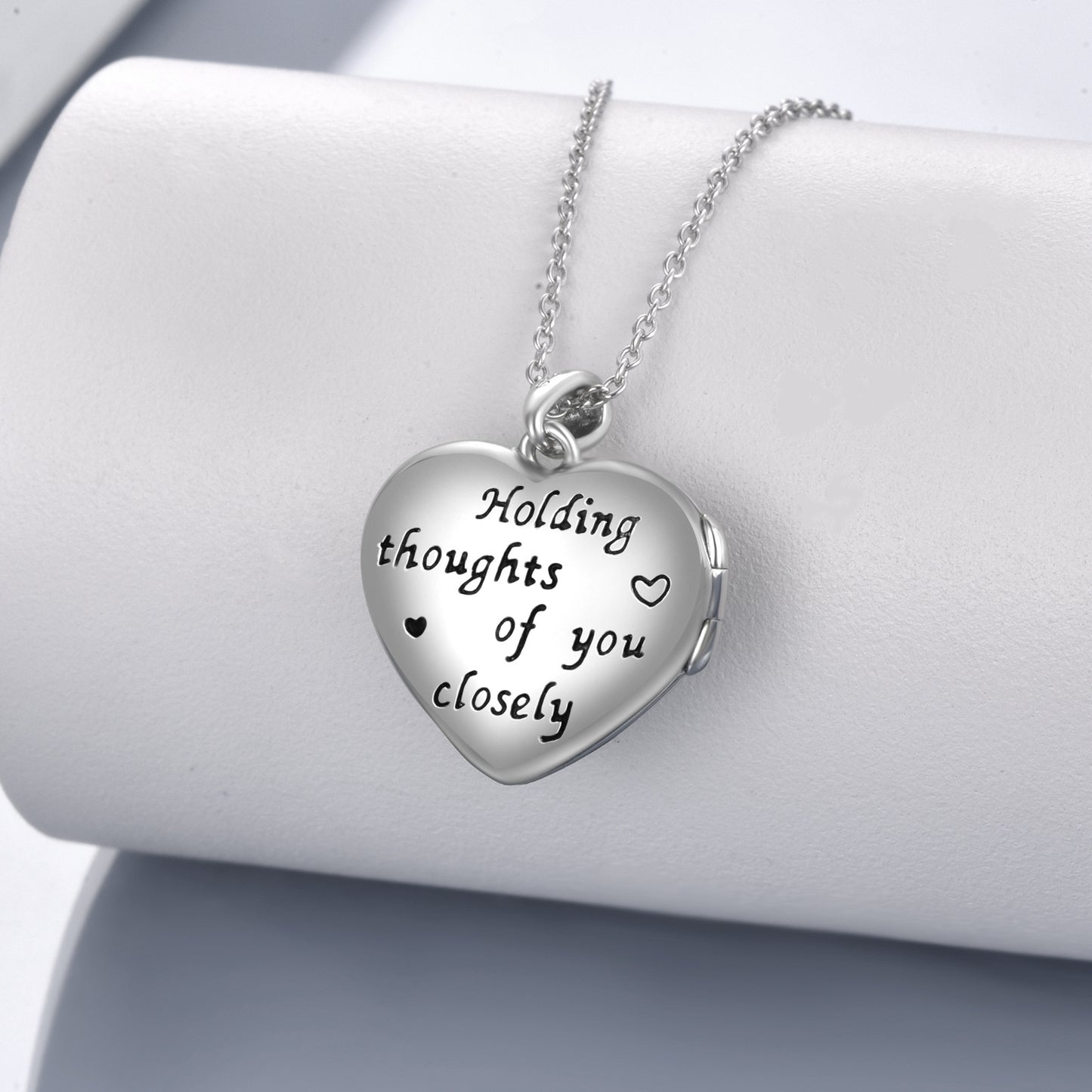 Sterling Silver Forget-me-not Heart Locket Necklace