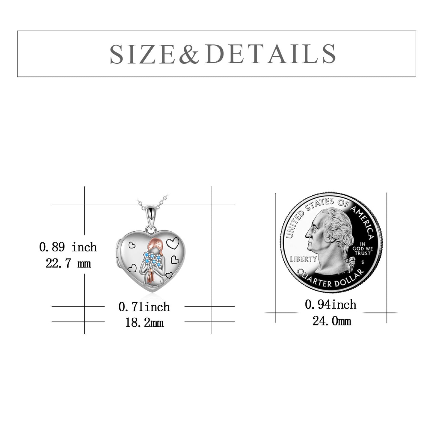 Sterling Silver Forget-me-not Heart Locket Necklace