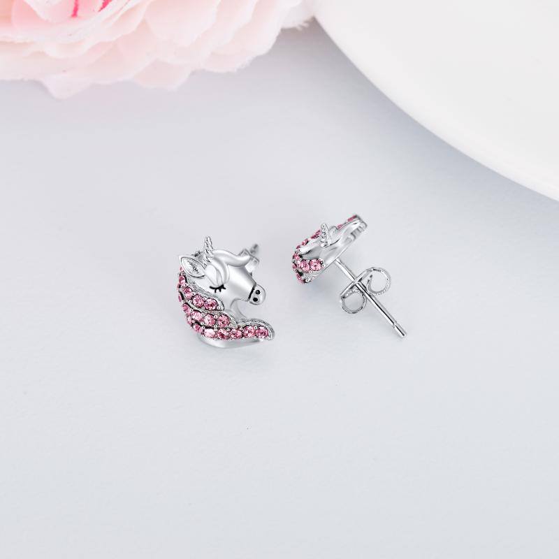 Sterling Silver Unicorn Stud Earrings