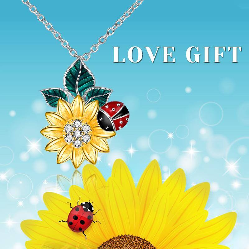 Sunflower Ladybug Pendant Necklace