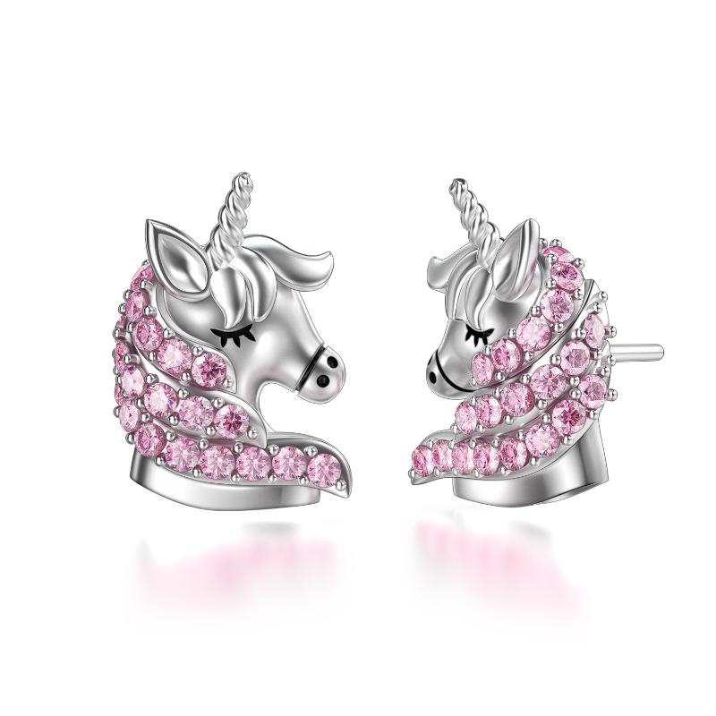 Sterling Silver Unicorn Stud Earrings