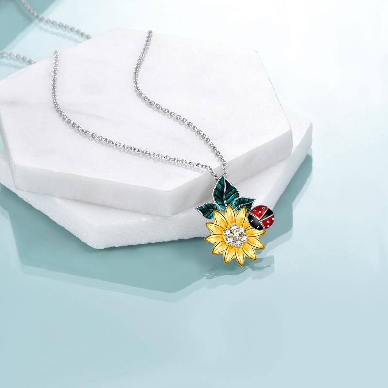 Sunflower Ladybug Pendant Necklace