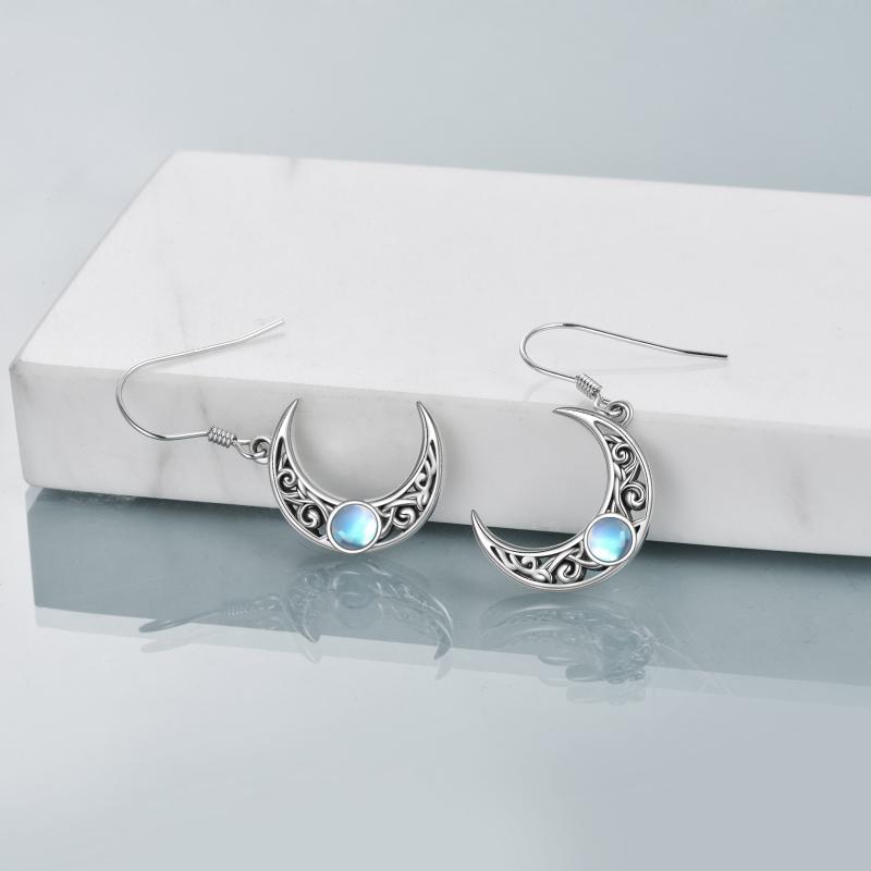 Moonstone Crescent Moon Earrings