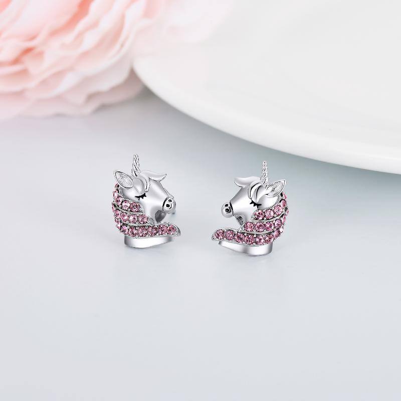 Sterling Silver Unicorn Stud Earrings