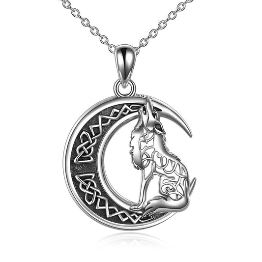 Howling Wolf Moon Pendant Necklace