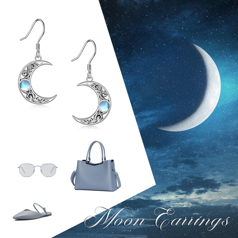 Moonstone Crescent Moon Earrings