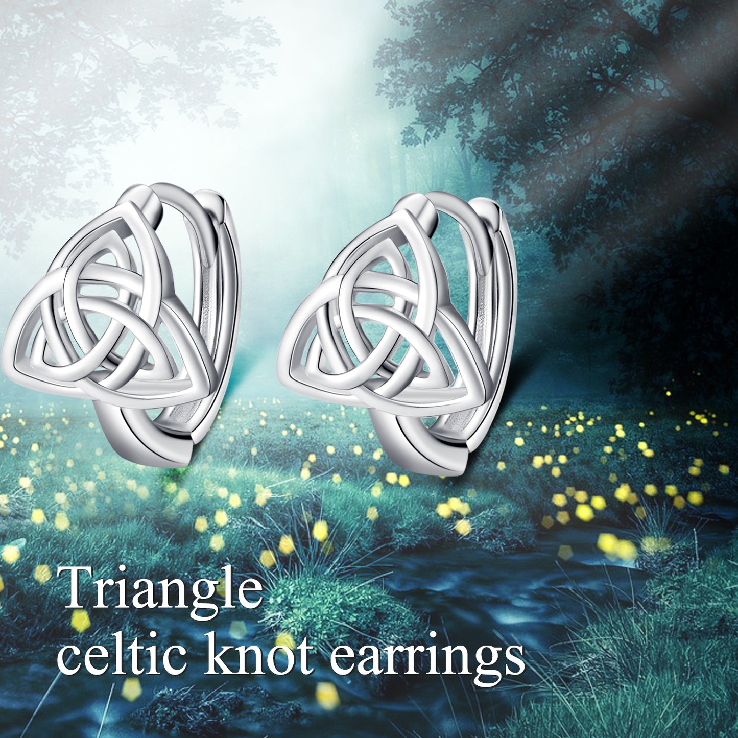 Triangle Celtic Knot Hoop Earrings