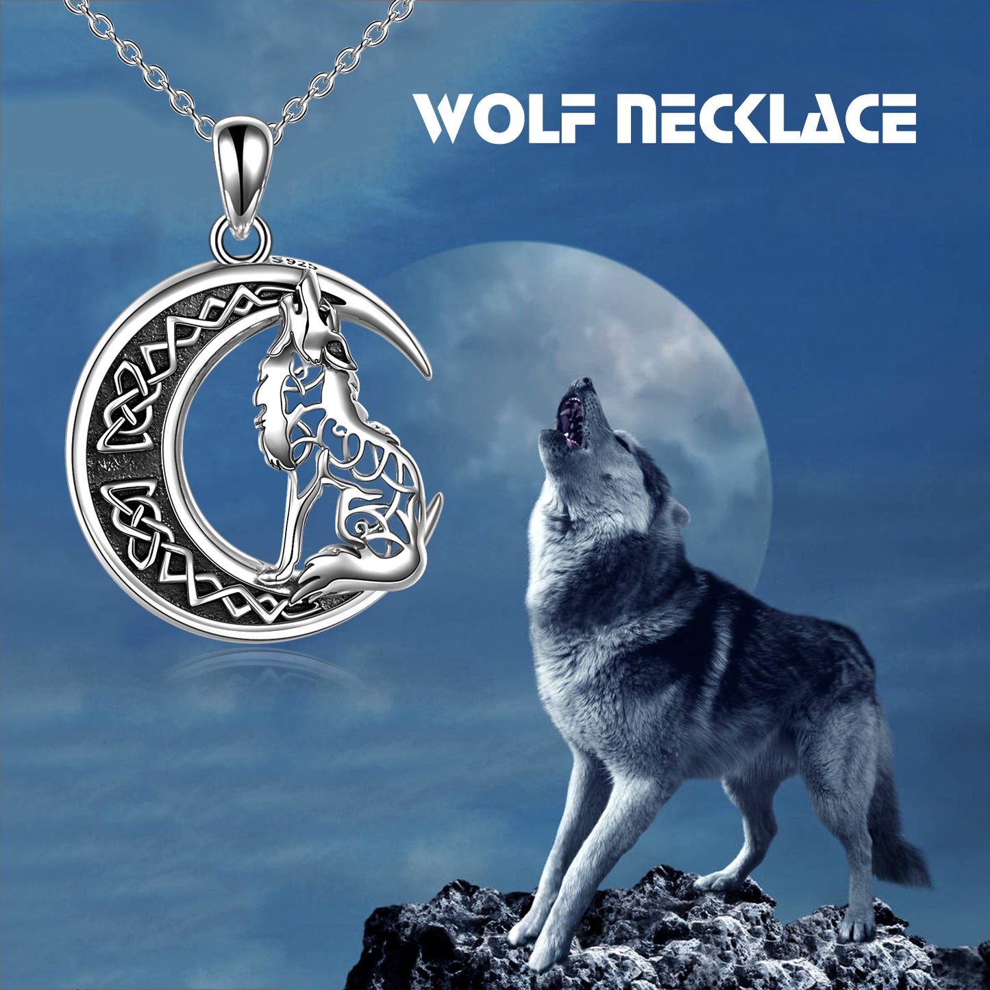 Howling Wolf Moon Pendant Necklace