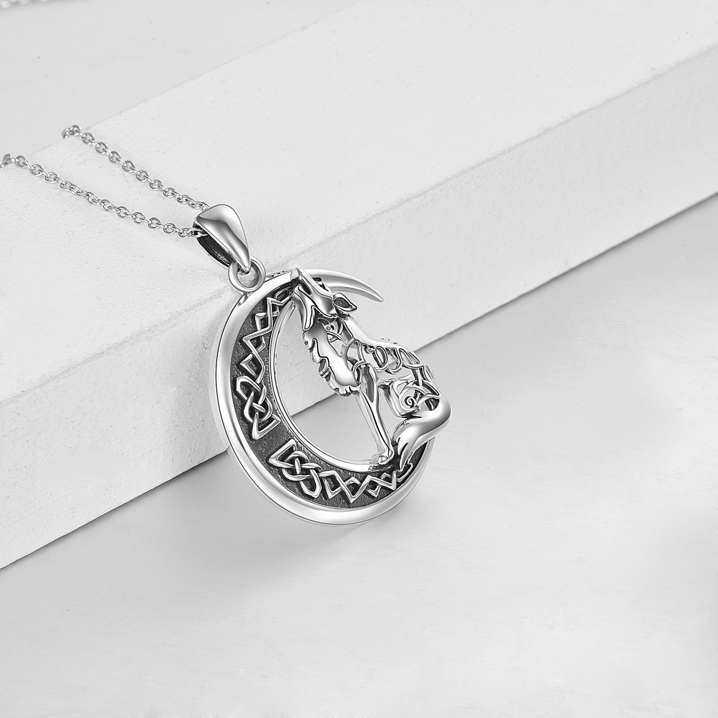 Howling Wolf Moon Pendant Necklace