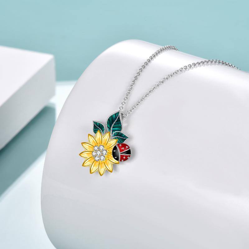 Sunflower Ladybug Pendant Necklace