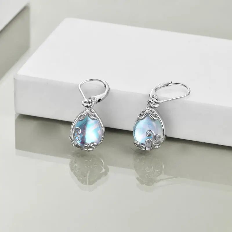 Moonstone Filigree Drop Earrings