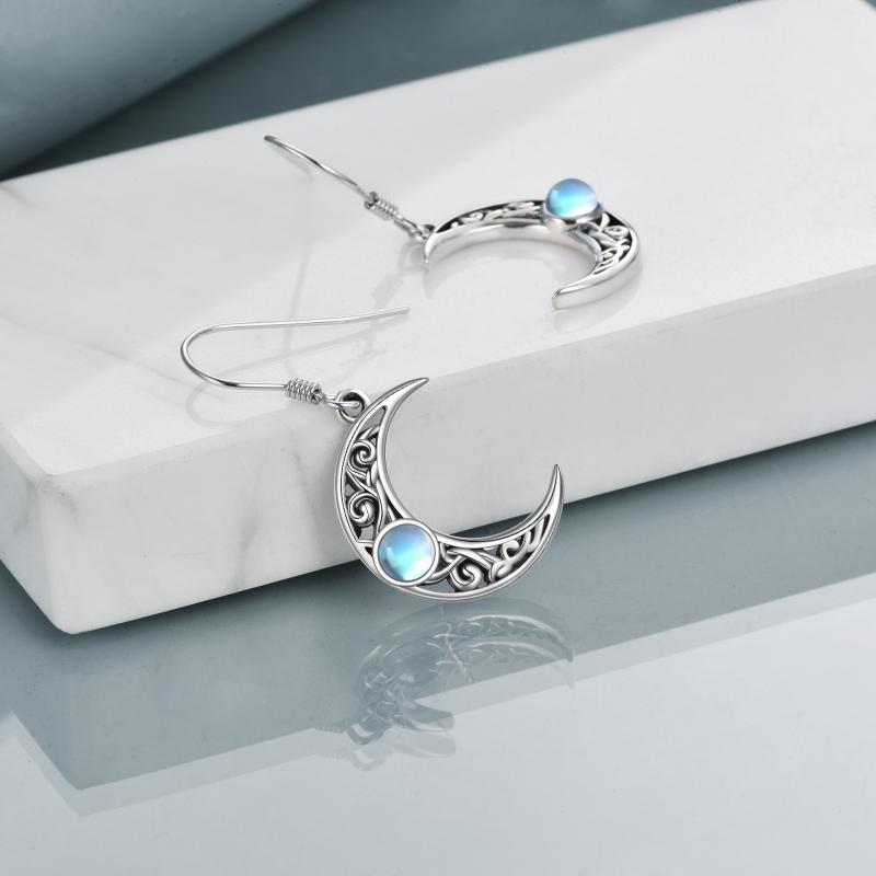 Moonstone Crescent Moon Earrings