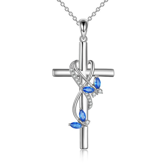 Zirconia Infinite Cross Butterfy Necklace