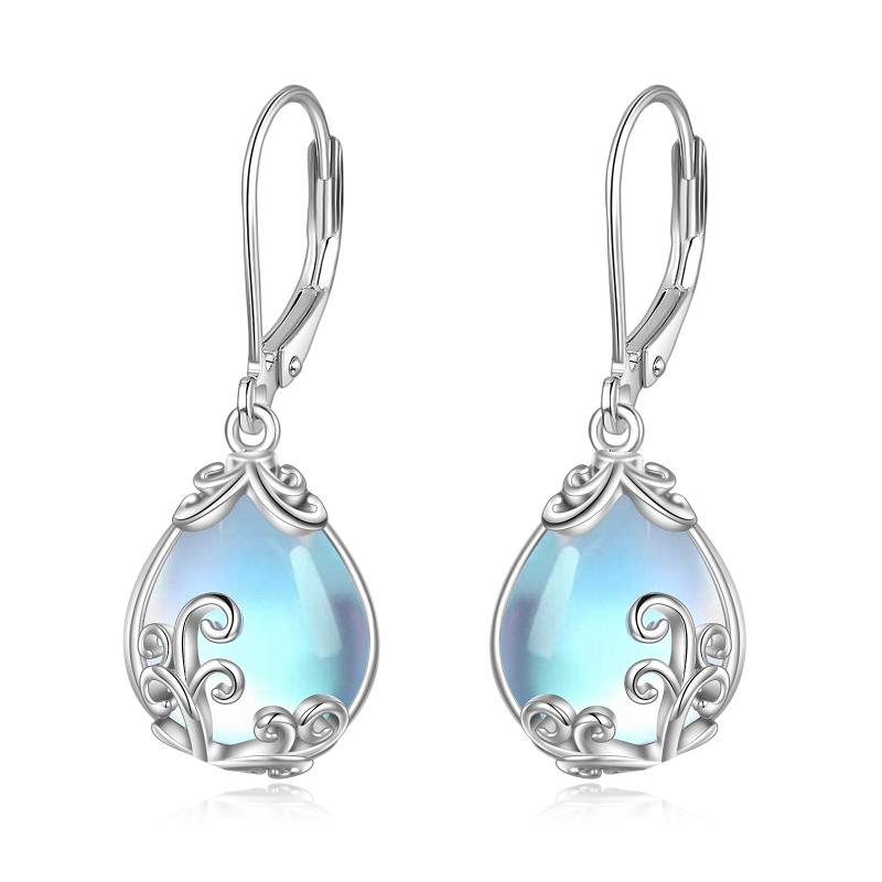 Moonstone Filigree Drop Earrings