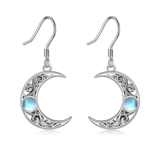 Moonstone Crescent Moon Earrings