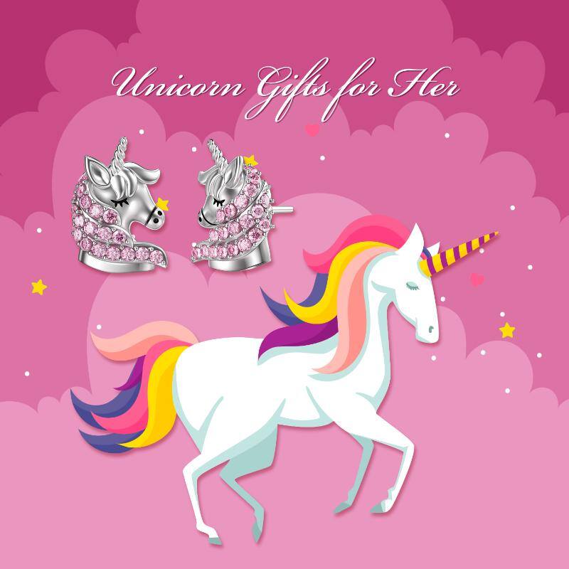 Sterling Silver Unicorn Stud Earrings